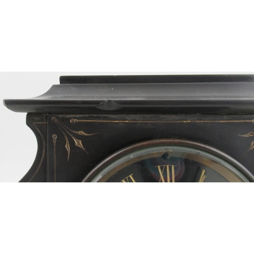 184 - A Victorian mantel clock, the striking movement marked Japy Freres, in a black marble case, 8.5ins x... 