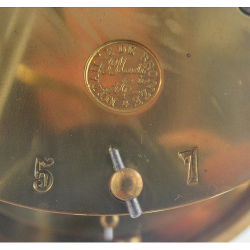 192 - A French four glass mantel clock, the striking movement marked R & C, with mercury filled pendulum, ... 