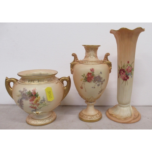 248 - Three Royal Worcester blush vases, all decorated with floral sprays, shape numbers 1482, 2220 and G1... 