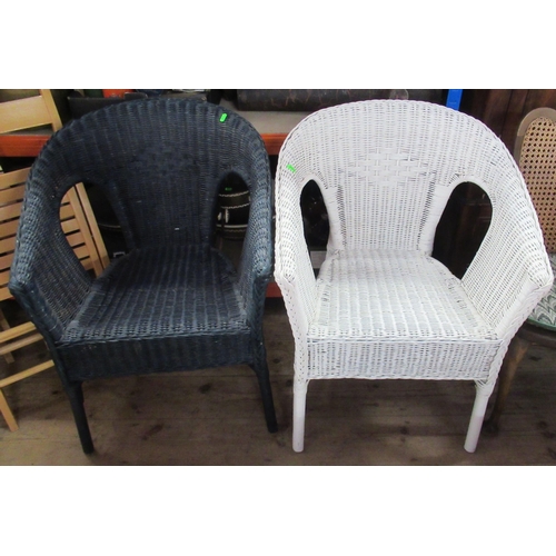 25 - Two wicker chairs, together with 4 folding chairs