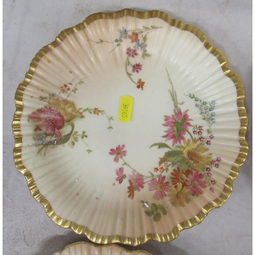 255 - Eight various Royal Worcester blush ivory plates, decorated with floral sprays, diameter 8ins