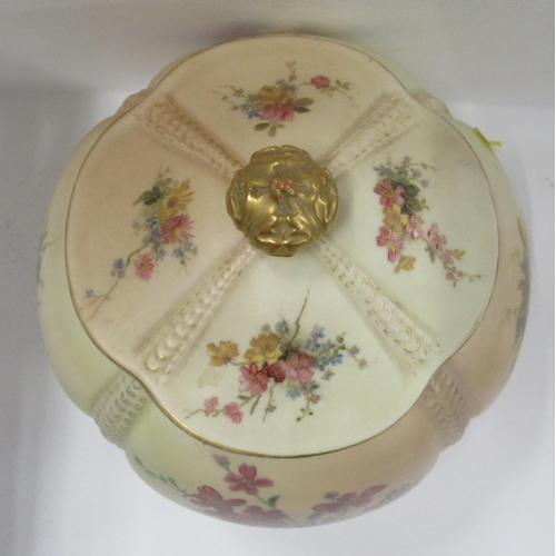 273 - A Royal Worcester blush covered jar, decorated with floral sprays, shape number 1796, height 8ins