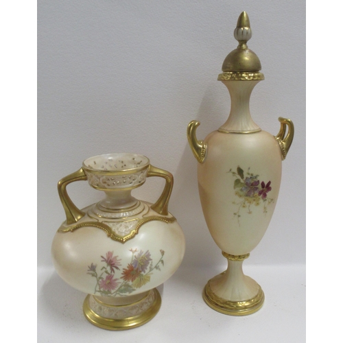 274 - A Royal Worcester blush ivory covered vase, decorated with floral sprays, shape number 2049, height ... 