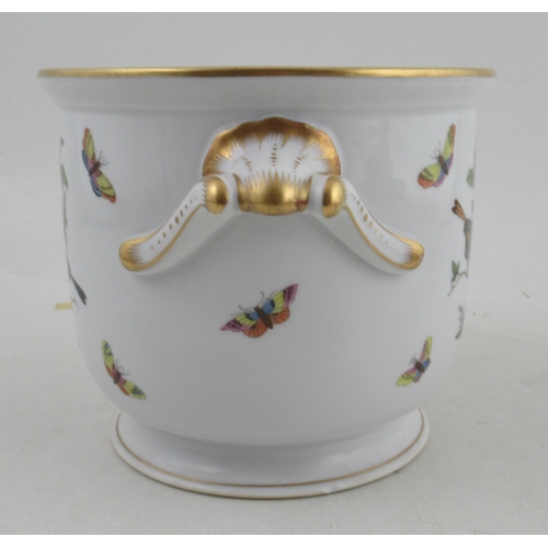 312 - A Herend jardiniere, decorated with birds and insects, height 6.5ins, together with a small dish