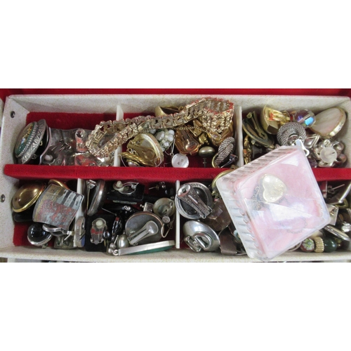 361 - A jewellery box, and contents to include a 9ct gold cased wrist watch, bracelets, earrings, necklace... 