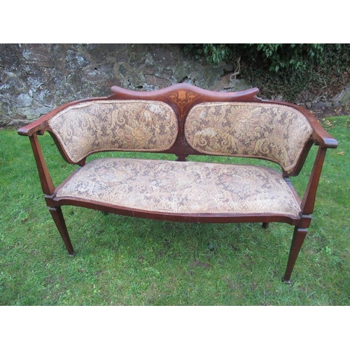 42 - An Edwardian salon settee, with inlaid decoration