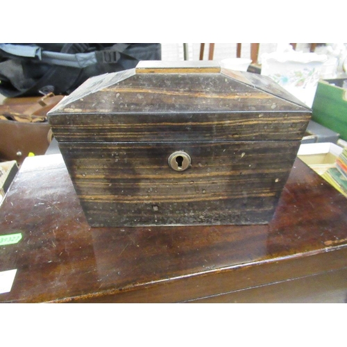 468 - A box to include 19th century coromandel tea caddy, glass bottles etc