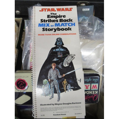 477 - A box of annuals and magazines to include Star Wars the Empire Strikes Back mix or match story book