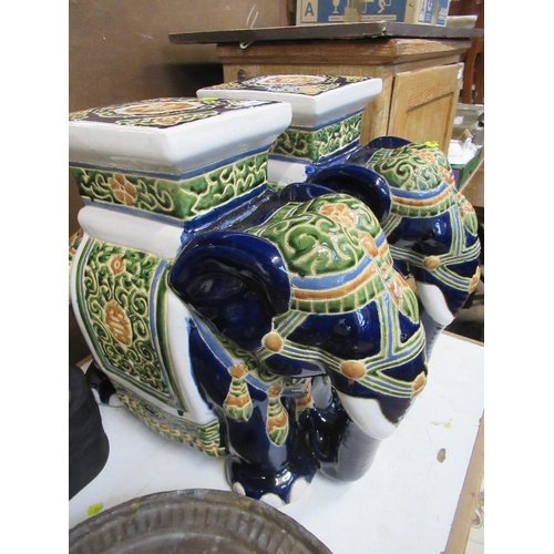 480 - Two oriental design garden seats, elephants