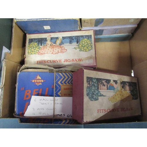 492 - Two boxes of vintage jigsaw puzzles