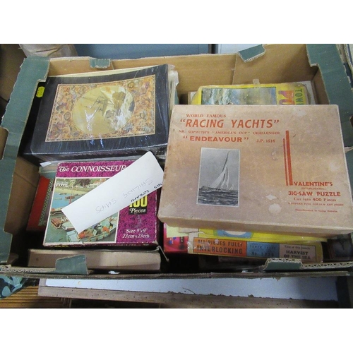 492 - Two boxes of vintage jigsaw puzzles