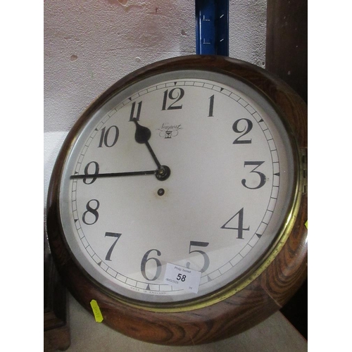 58 - An Edwardian mantle clock, with inlaid decoration and a wall clock