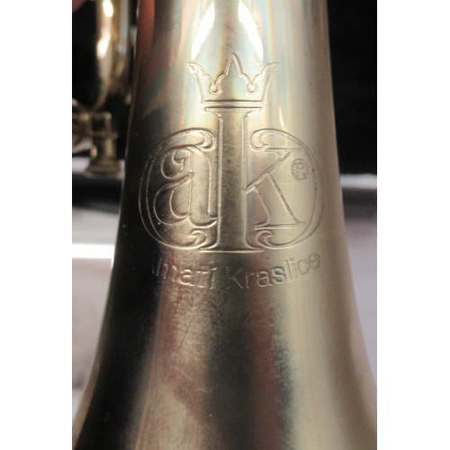 78 - A cased brass cornet