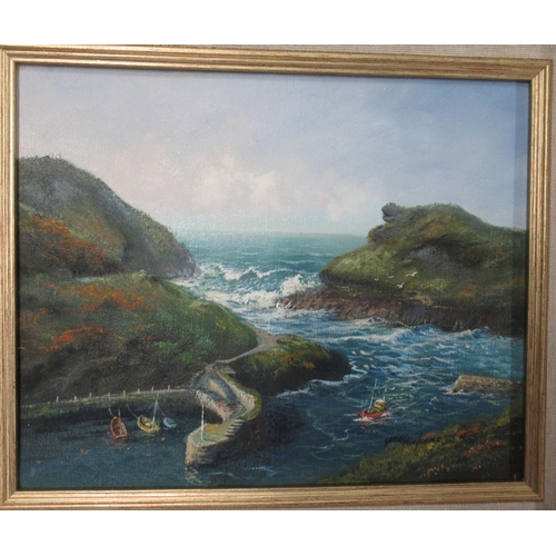 96 - George Horne, two oil on canvas, landscapes in Scotland and Cornwall, together with R Witchard, oil ... 