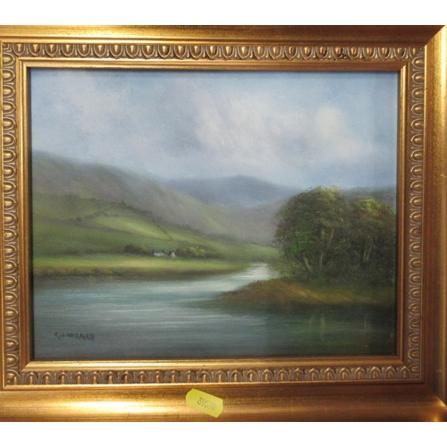 96 - George Horne, two oil on canvas, landscapes in Scotland and Cornwall, together with R Witchard, oil ... 