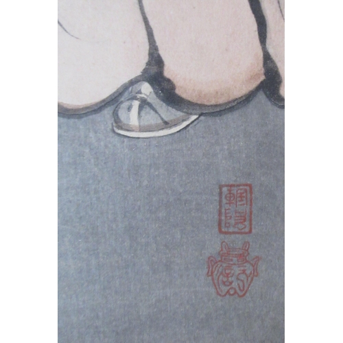 98 - A Japanese print, The Vinegar Tasters, 14.5ins x 8.75ins