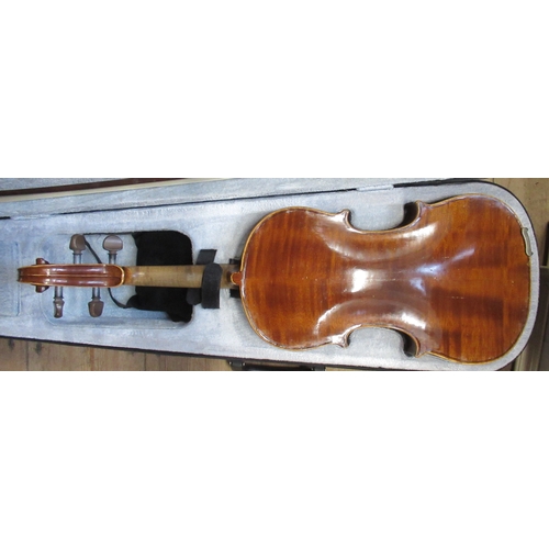 479 - Three cased violins and bows, one bow marked Winkler