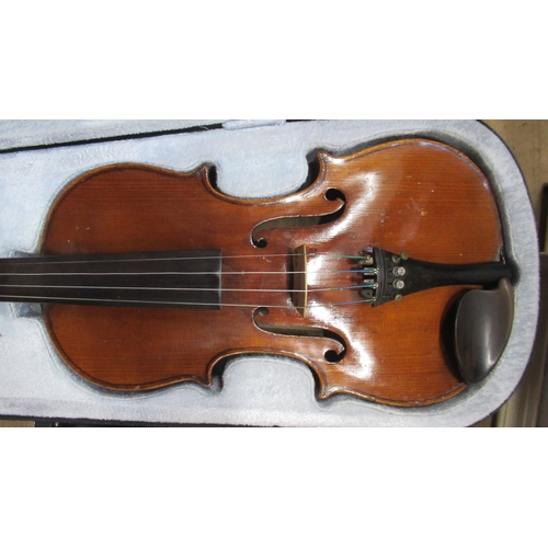 479 - Three cased violins and bows, one bow marked Winkler