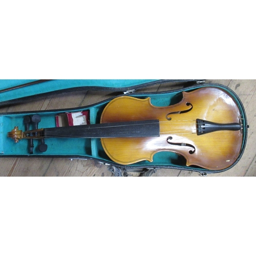 479 - Three cased violins and bows, one bow marked Winkler