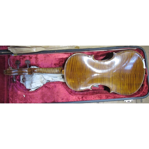 479 - Three cased violins and bows, one bow marked Winkler