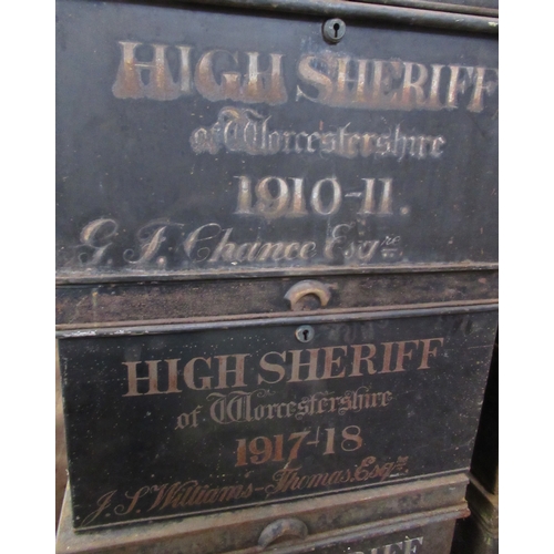 36 - 12 vintage and antique deed boxes, 1890's onwards