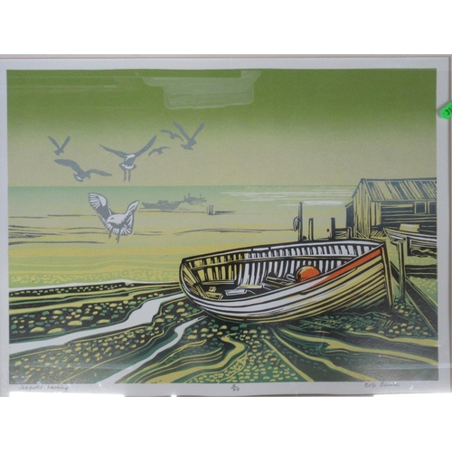 121 - A limited edition print Bob Bawes seagulls landing, 13ins x 19ins