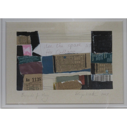 122 - Two Islwyn Watkins etchings, aquatint college Wisconsin, 12ins x 9ins, and a collage Barcode for Mar... 