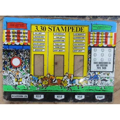 133A - Two glass fruit machine panels, Skyline 14.5ins x 22ins and 3.30 Stampede 13ins x 17.5ins