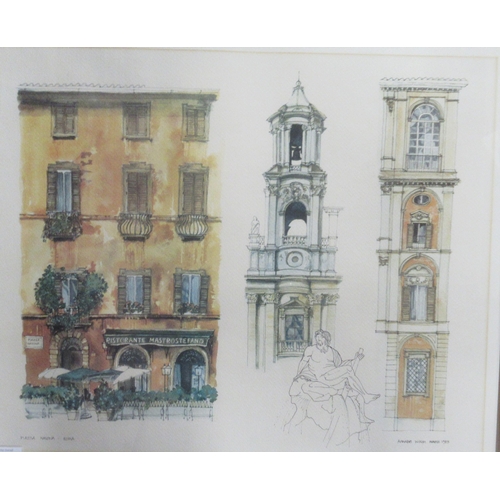 134 - Two Annabel Wilson studies of Rome, 18ins x 22ins