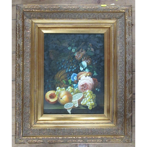 138 - A Still Life oil on board 16ins x 12ins together with a watercolour woodland scene by Shirley Ann Bo... 