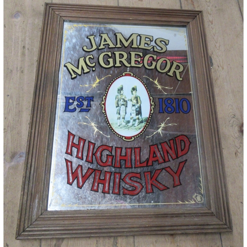 150 - James McGregor Highland Whisky, framed mirror, 16.5ins x 11.5ins