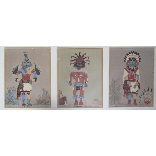 158 - A pair of Bruce Timeche prints, of Aztec figures, together with a study of chickens