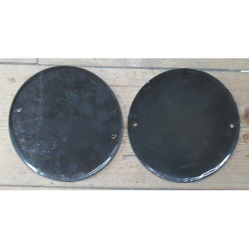 163 - Two circular enamelled signs, Players Please and Hood Tires, diameter 6ins