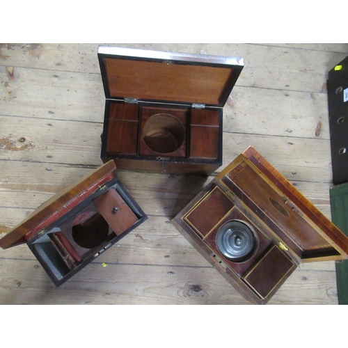 176 - Three 19th century mahogany tea caddies