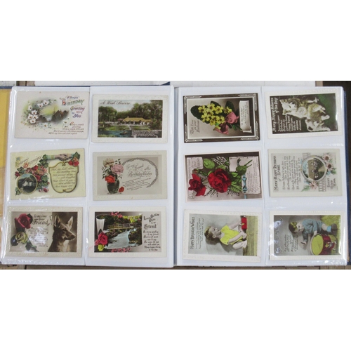 199 - An album of post cards, including Edwardian, WW1 etc, together with a collection of tea cards