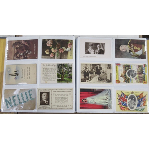 199 - An album of post cards, including Edwardian, WW1 etc, together with a collection of tea cards