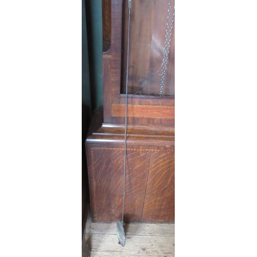 21 - A mahogany long case clock with painted dial inscribed Skipton