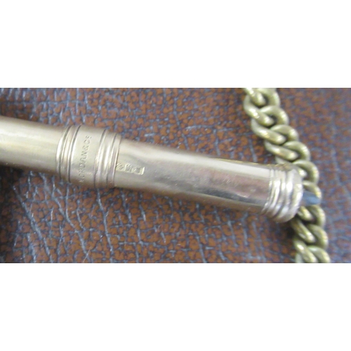 276 - A Morden and Co gold propelling pencil together with another, together with a silver vesta case, cha... 