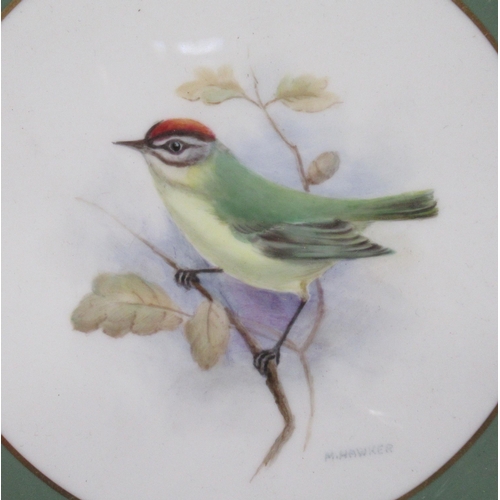 289 - A Royal Worcester plate, decorated with a bird, signed M.Hawker