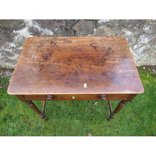 34 - A 19th century mahogany side table fitted with frieze drawer, width 29.5ins, depth 18ins, height 30i... 