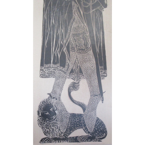 357 - A large brass rubbing, Sir Robert du Bures, 80ins x 23ins