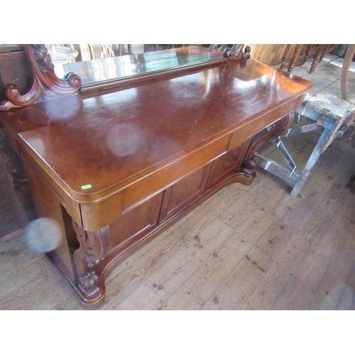 37 - A 19th century mahogany mirror back side board, width 69ins, depth 22ins, height 64ins