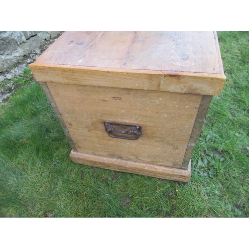 38 - A pine chest width 34ins,depth 19ins, height 19ins