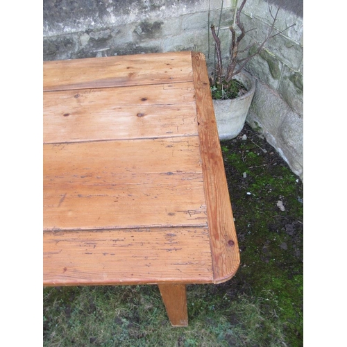 44 - A Fruitwood kitchen table 35ins x 60ins height 28ins