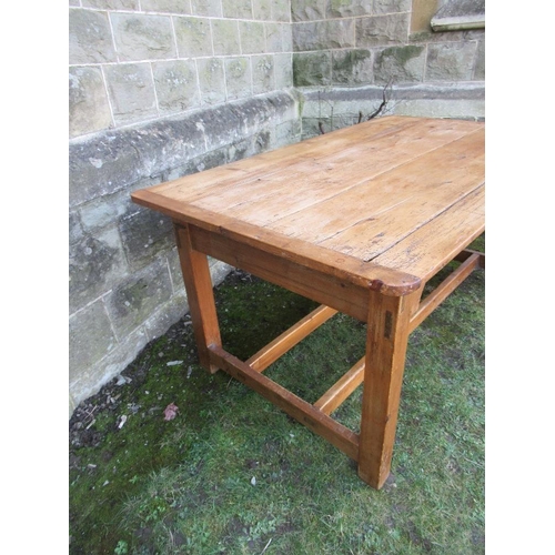 44 - A Fruitwood kitchen table 35ins x 60ins height 28ins