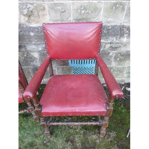 46 - A pair of 17th century style open arm chairs