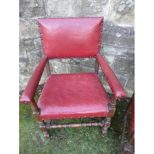 46 - A pair of 17th century style open arm chairs