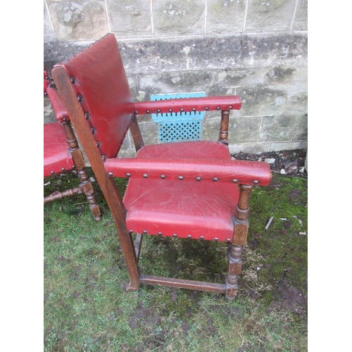 46 - A pair of 17th century style open arm chairs