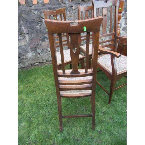 49 - A set of four Art and Crafts style  dining chairs (3+1) together with a standard lamp, box, trunk an... 