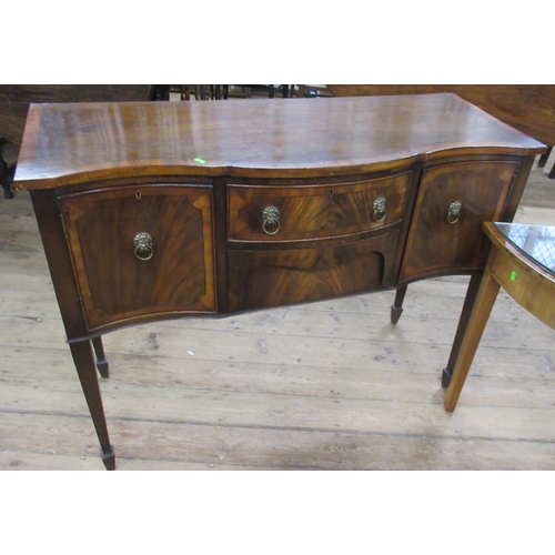 60 - A mahogany Sheraton style sideboard, width 48ins, depth 19ins, height 36ins, together with a 19th ce... 